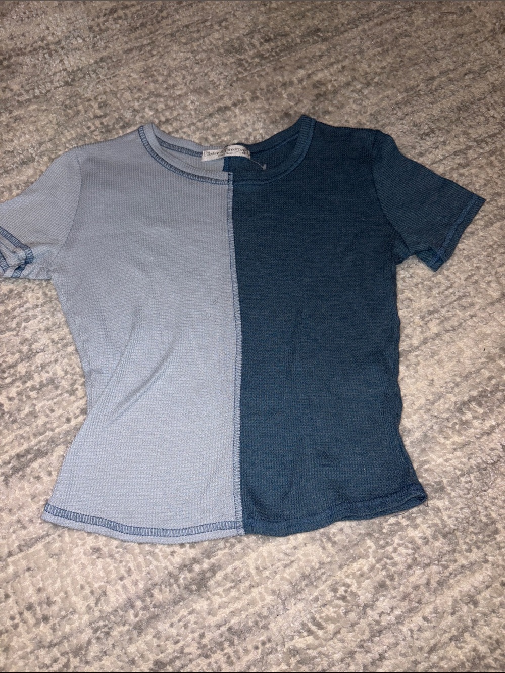 NWOT  today & tomorrow two tone blue crop top